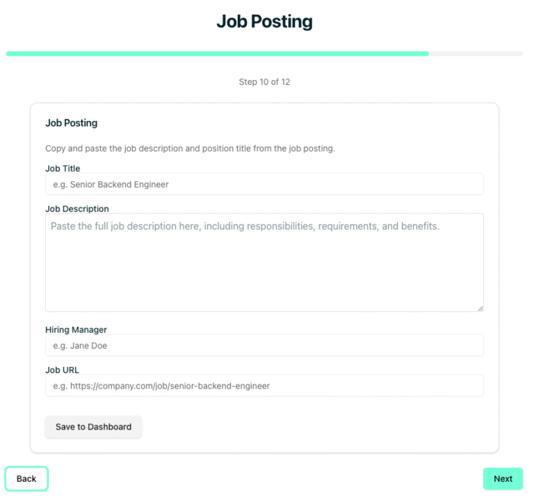 Enter your desired Job