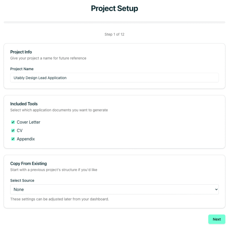 Select the Project Type